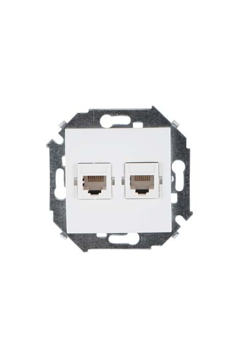 Розетки и выключатели Simon 15 Белый Розетка компьютерная Simon 15 Белая 2-ая RJ45 кат.5е 1591593-030
