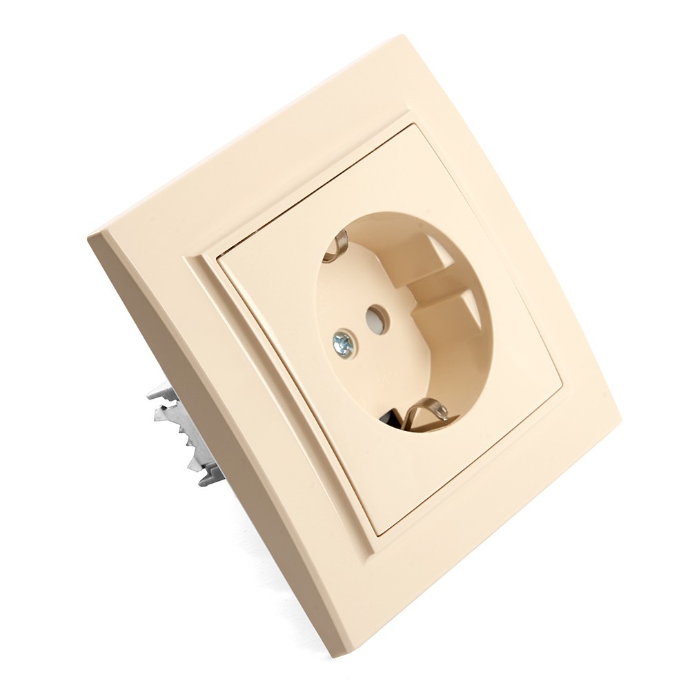 Эрна - Розетки и выключатели Stekker Розетка 1-местная с/з STEKKER PST16-9010-02 16А с защ. шторкой Эрна слоновая кость с рамкой 39236