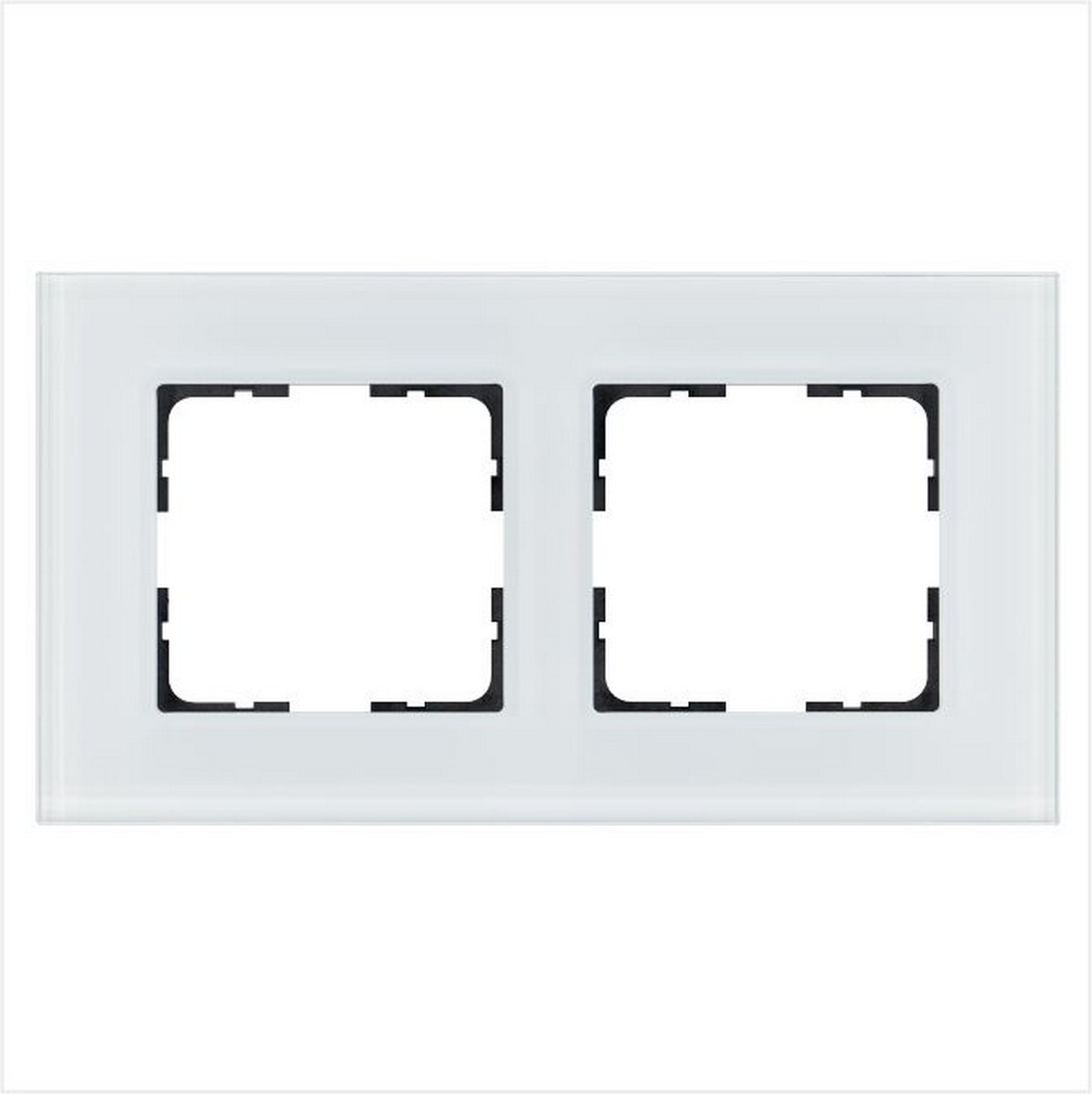 JASMART G - розетки и выключатели Рамка JASMART 2-постовая стекло White Glass G1002GW