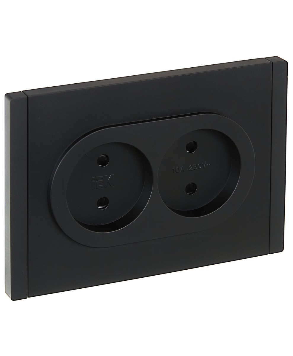 IEK FORTE&PIANO Черный Розетка IEK FORTE&PIANO Черный 2-я б/з со шт безвинтовое крепление10А FP125