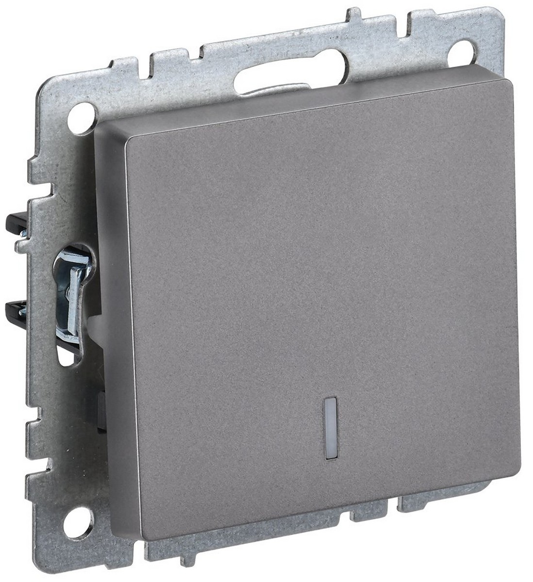 IEK Brite Сталь Выключатель IEK BRITE BASE Сталь 1-кл. прох. с инд. 10А ВС10-1-7-БрС BR-V12-1-10-K46