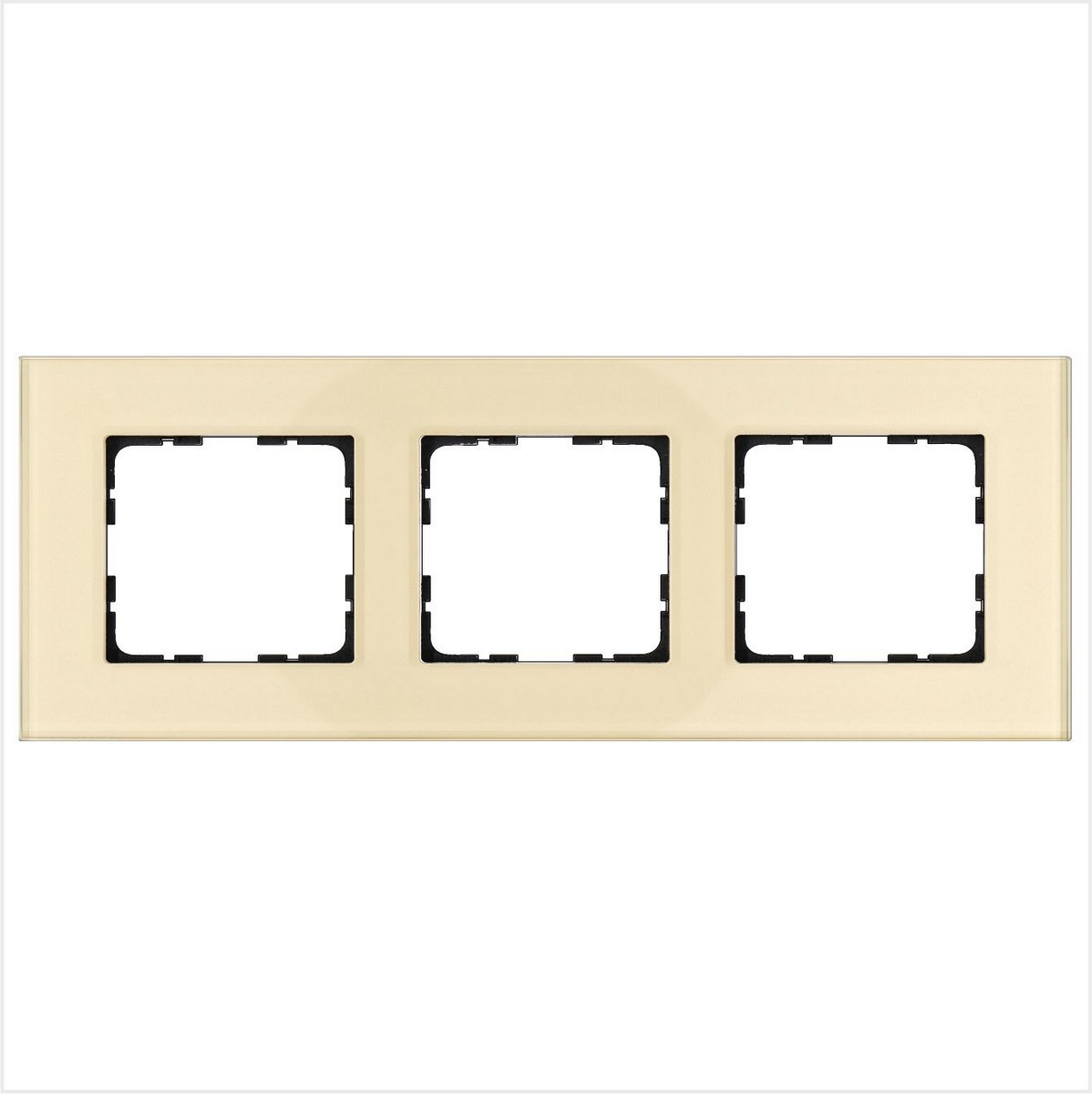 JASMART G - розетки и выключатели Рамка JASMART 3-постовая стекло Champagne Gold GLASS G1003GG