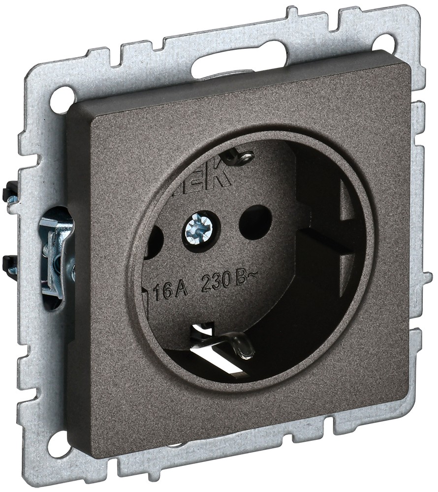 IEK Brite Бронза Розетка IEK BRITE с/з с шторками 16А РС14-1-0-БрТБ темная бронза BR-R14-16-K45