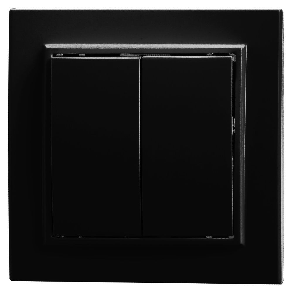 Эрна - Розетки и выключатели Stekker Выключатель 2-клавишный STEKKER PSW10-9004-03 250V 10А Эрна черный с рамкой 39473