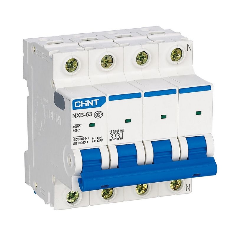 4 полюсные (четырехполюсные) Автоматический выключатель CHINT NXB-63S 4P 10А 4.5kA х-ка B (R) 296891