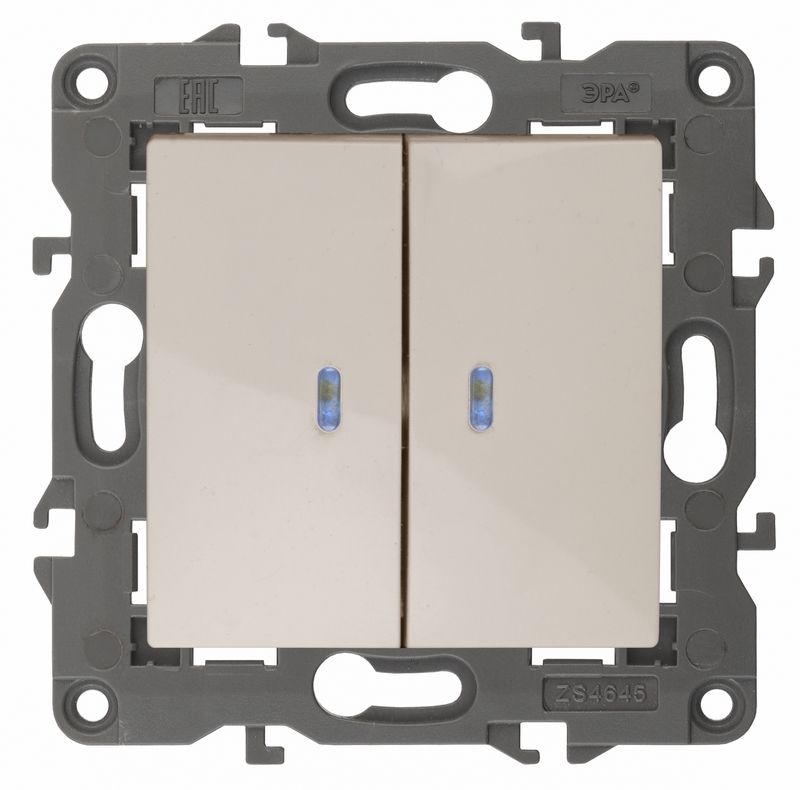 Розетки и выключаиели ЭРА Elegance Бежевый Выключатель ЭРА Elegance Сл.кость 2-кл с подсветкой 14-1105-02 Б0034238