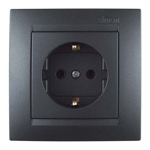 Розетки и выключатели Simon 15 Графит Розетка с/з Simon 15 Графит 16А 1591432-038