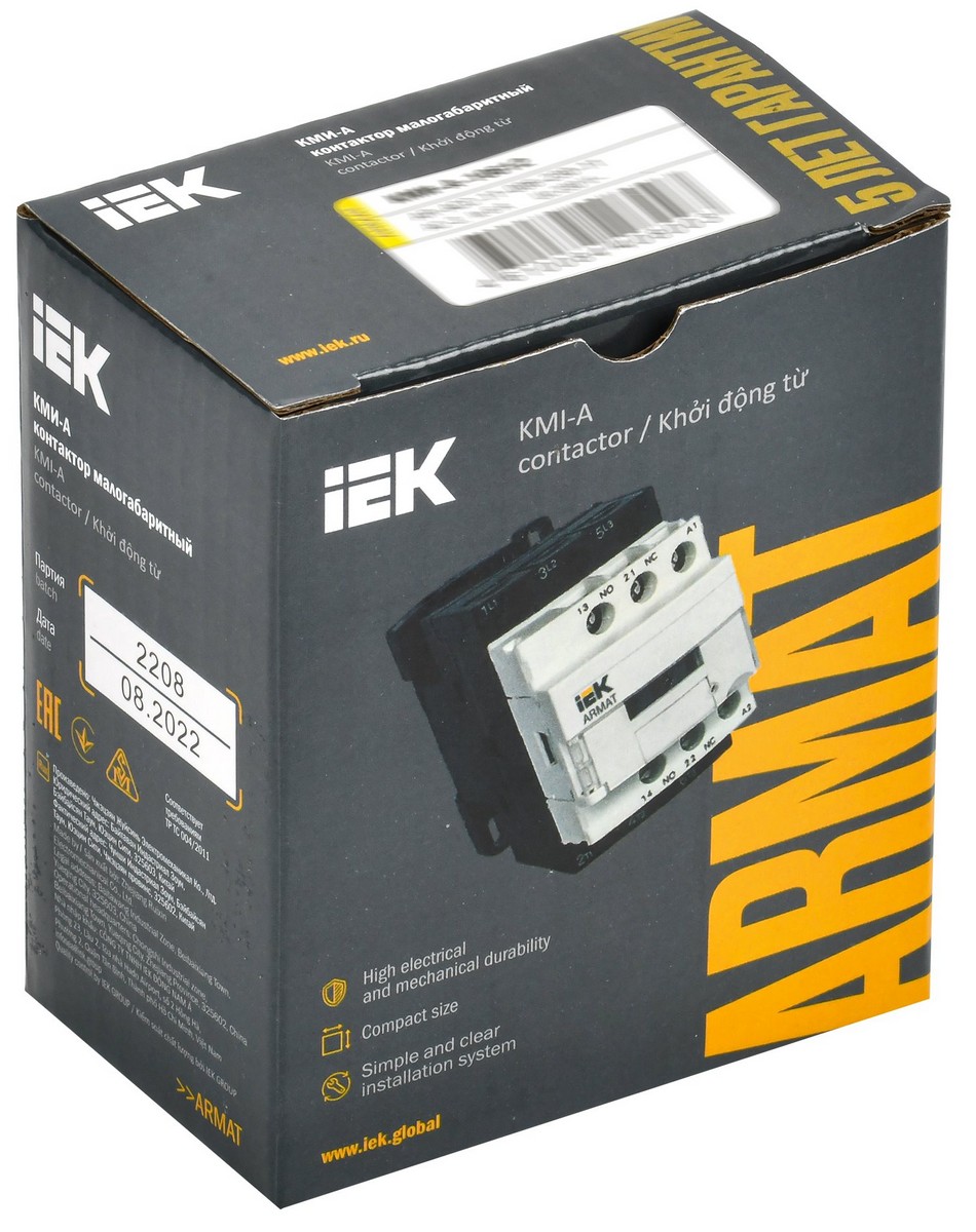Контакторы Контактор IEK ARMAT КМИ-А-10612 LC1D 6А 400В/АС3 1НО/1НЗ AR-ACC-11-006-400-11 