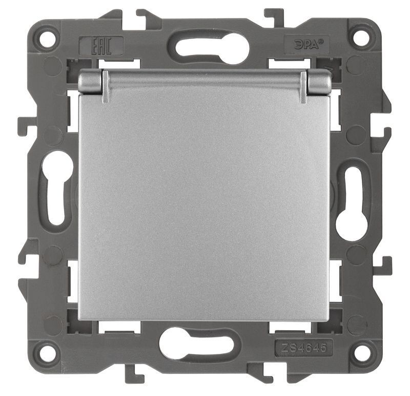 Розетки и выключаиели ЭРА Elegance Алюминий Розетка ЭРА Elegance Алюминий с/з со шт с крышкой 14-2103-03 Б0034280