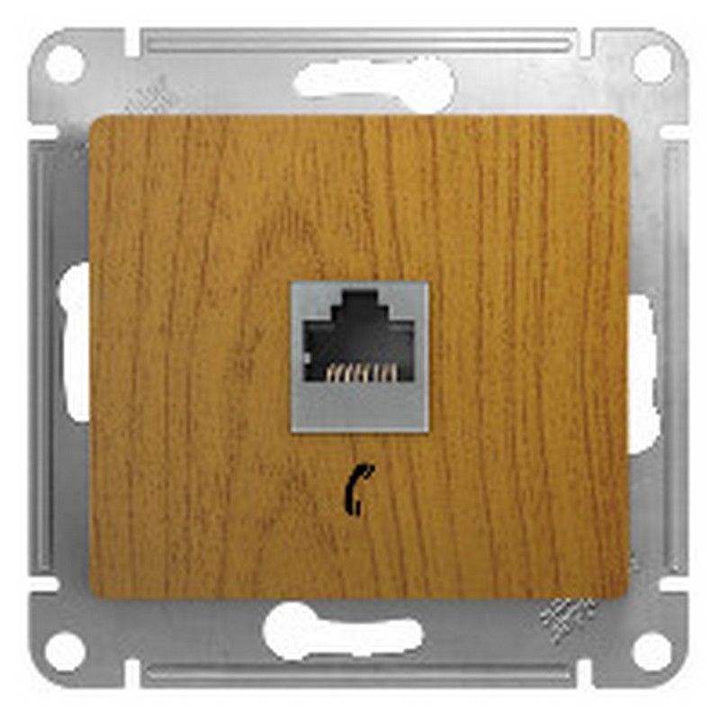 Glossa Дуб Розетка телефонная Systeme Electric Glossa Дерево Дуб RJ11 GSL000581T