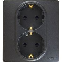 Legrand Etika Антрацит Розетка электрическая Legrand Etika антрацит 2-я с/з со шторками, авт. клем. 672633