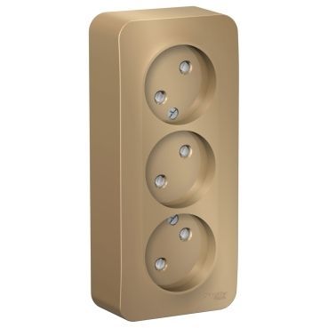 Blanca титан розетки и выключатели Розетка SE Blanca 3-ая Титан наружный б/з со шторками изолир. пластина BLNRA001314