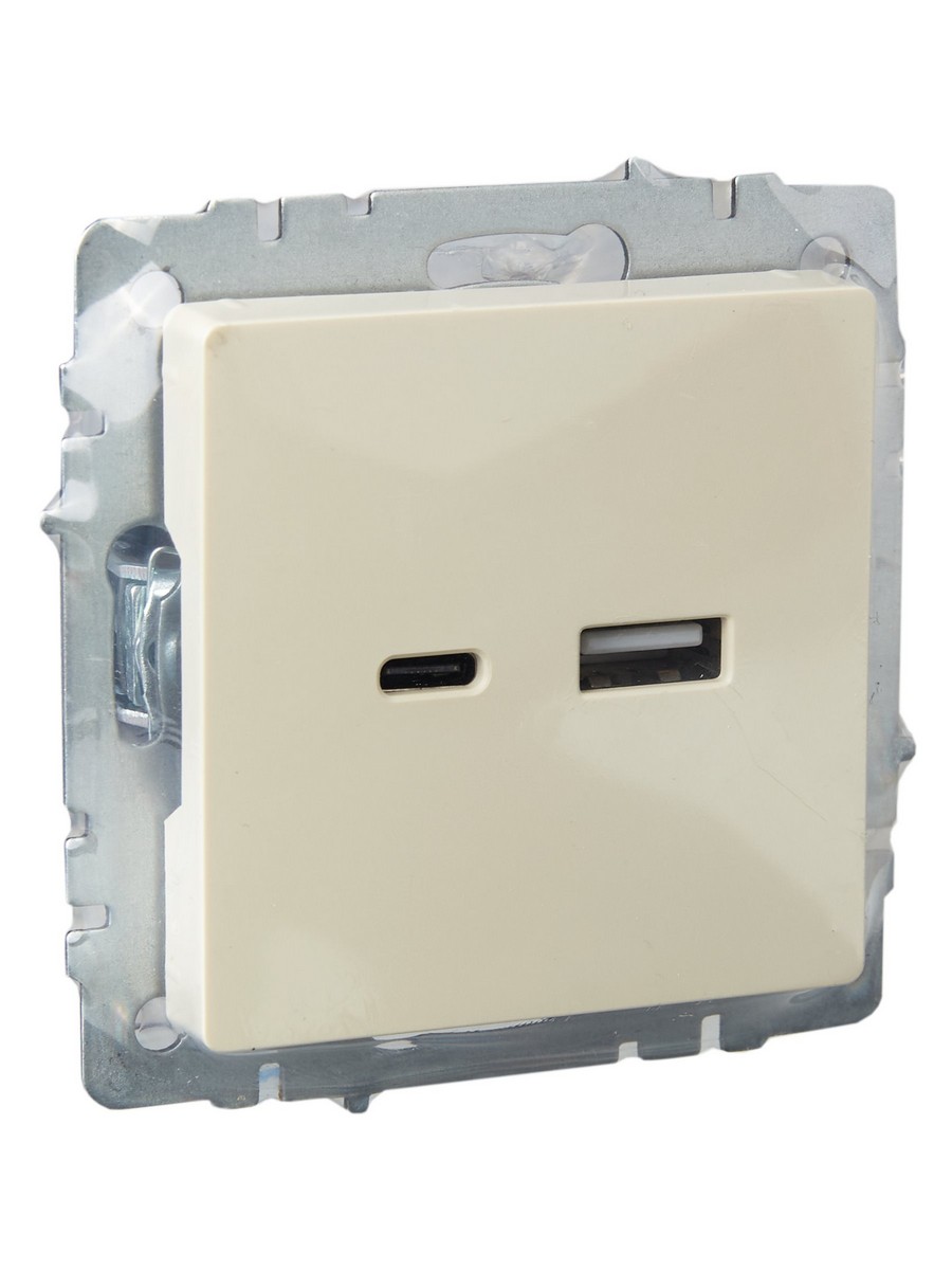 IEK Brite Бежевый Розетка IEK BRITE USB A+C 18Вт РЮ11-1-БрКр бежевый BR-U22-018-K10