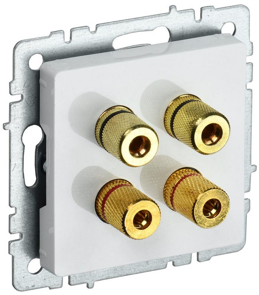 IEK Brite Белый Аудиорозетка IEK BRITE 4-местная РА10-БрБ белый BR-S40-K01
