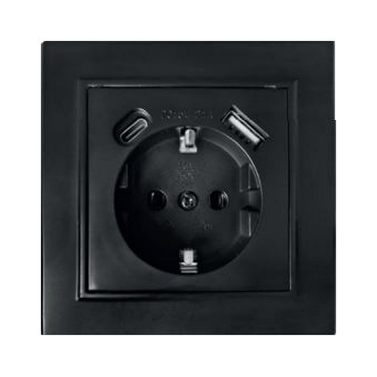 Эрна - Розетки и выключатели Stekker Розетка 1-местная с/з STEKKER PST16-9016-03 250В 16А с USB+ type C Эрна черный 50078