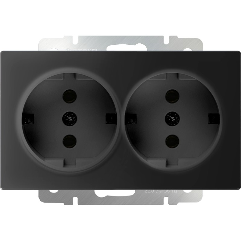 Werkel Черный матовый механизмы Розетка Werkel двойная с заземлением (черный матовый) W1172008