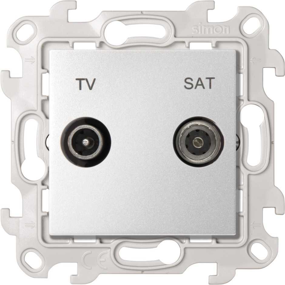 Розетки и выключатели Simon 24 Алюминий Розетка TV-SAT Simon 24 Алюминий одиночная 2410487-033