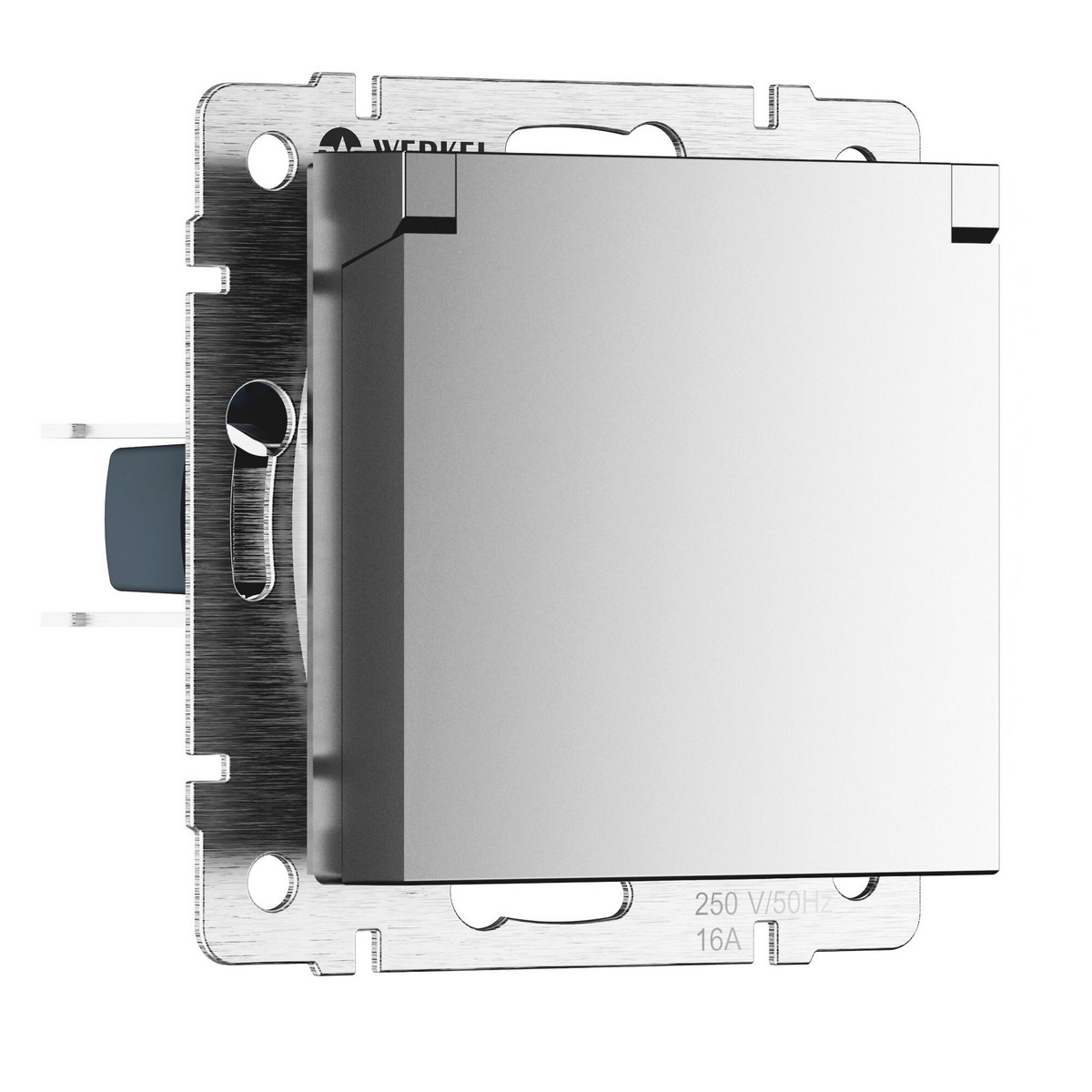 Werkel Серебряный матовый Розетка Werkel влагозащ. с зазем. с защит. крышкой и шторками N (серебряный матовый) W1171265