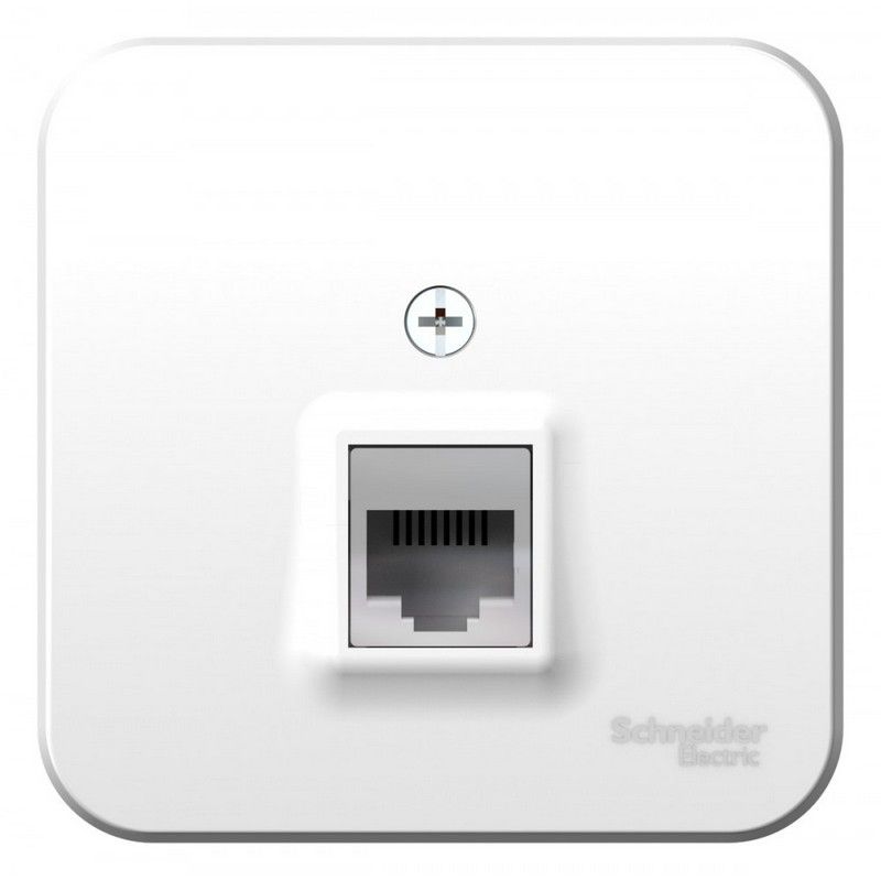 Blanca белые розетки и выключатели Розетка SE Blanca ТЛФ Белый наружный RJ11 изолир. пластина BLNIA011001