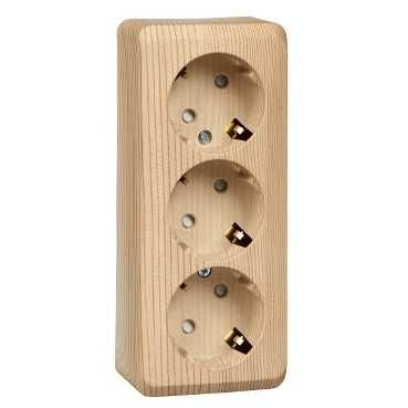 Этюд Дача Розетка 3-ая Systeme Electric Этюд наружный Сосна с/з со шторками 16А 250B PA16-012D