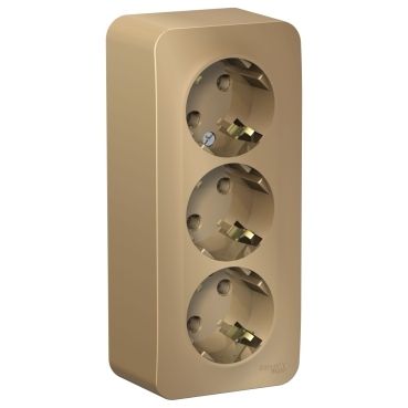 Blanca титан розетки и выключатели Розетка SE Blanca 3-ая Титан наружный с/з без шторок изолир. пластина BLNRA010314