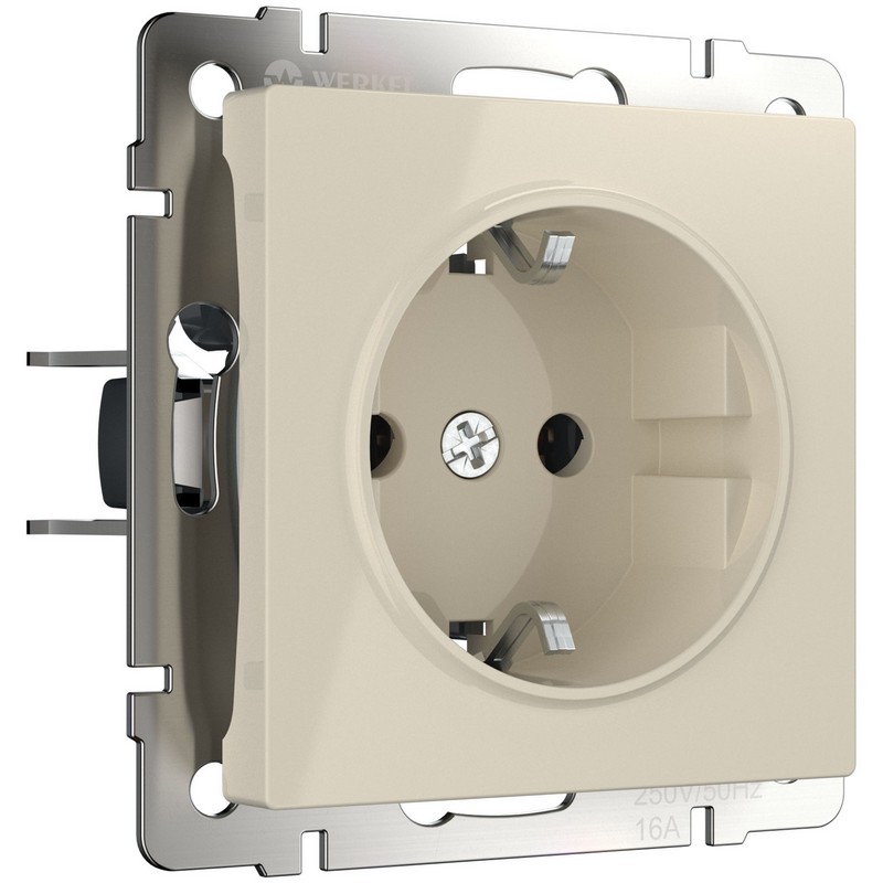 Werkel Слоновая кость механизмы Розетка Werkel с заземлением, безвинтовой зажим (слоновая кость) W1171303