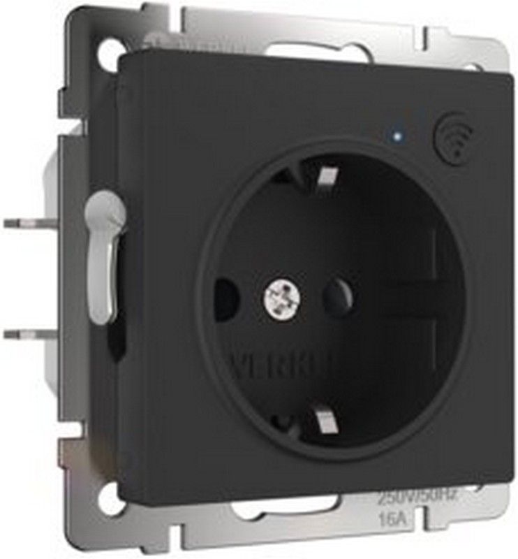 Werkel Черный матовый механизмы Умная встраиваемая Розетка Werkel с заземлением с защитными шторками черный матовый W1171608