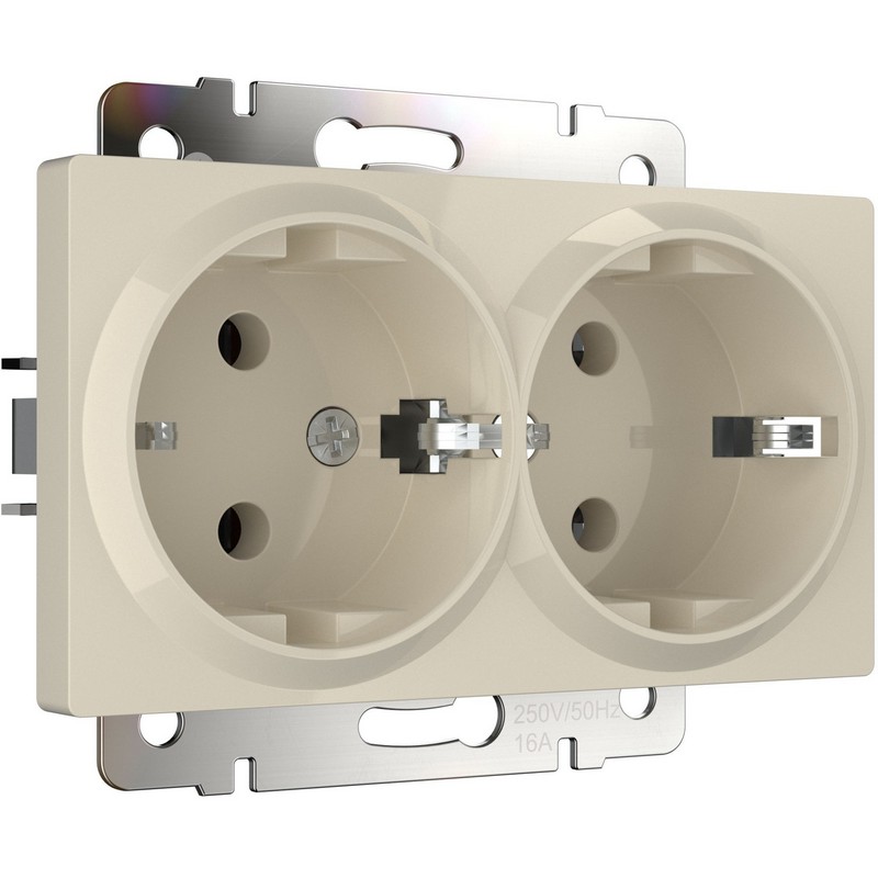 Werkel Слоновая кость механизмы Розетка двойная с заземлением Werkel W1172003 слоновая кость IP20