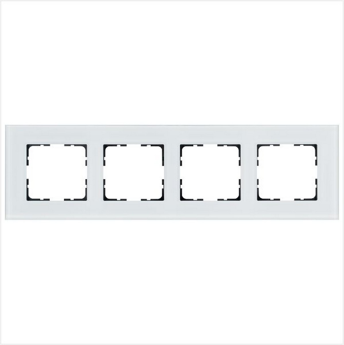 JASMART G - розетки и выключатели Рамка JASMART 4-постовая стекло White Glass G1004GW
