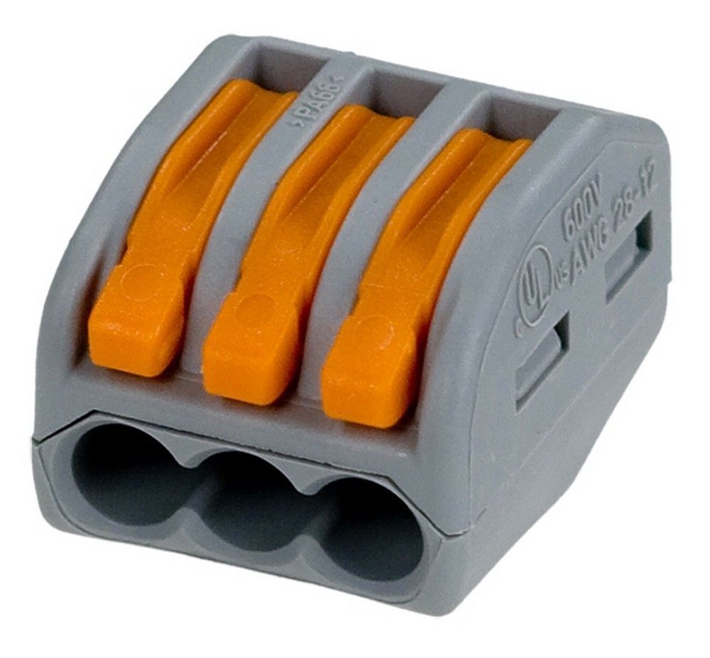 WAGO клемма с рычагами 222-413 для 3-х медных проводов до 4 мм