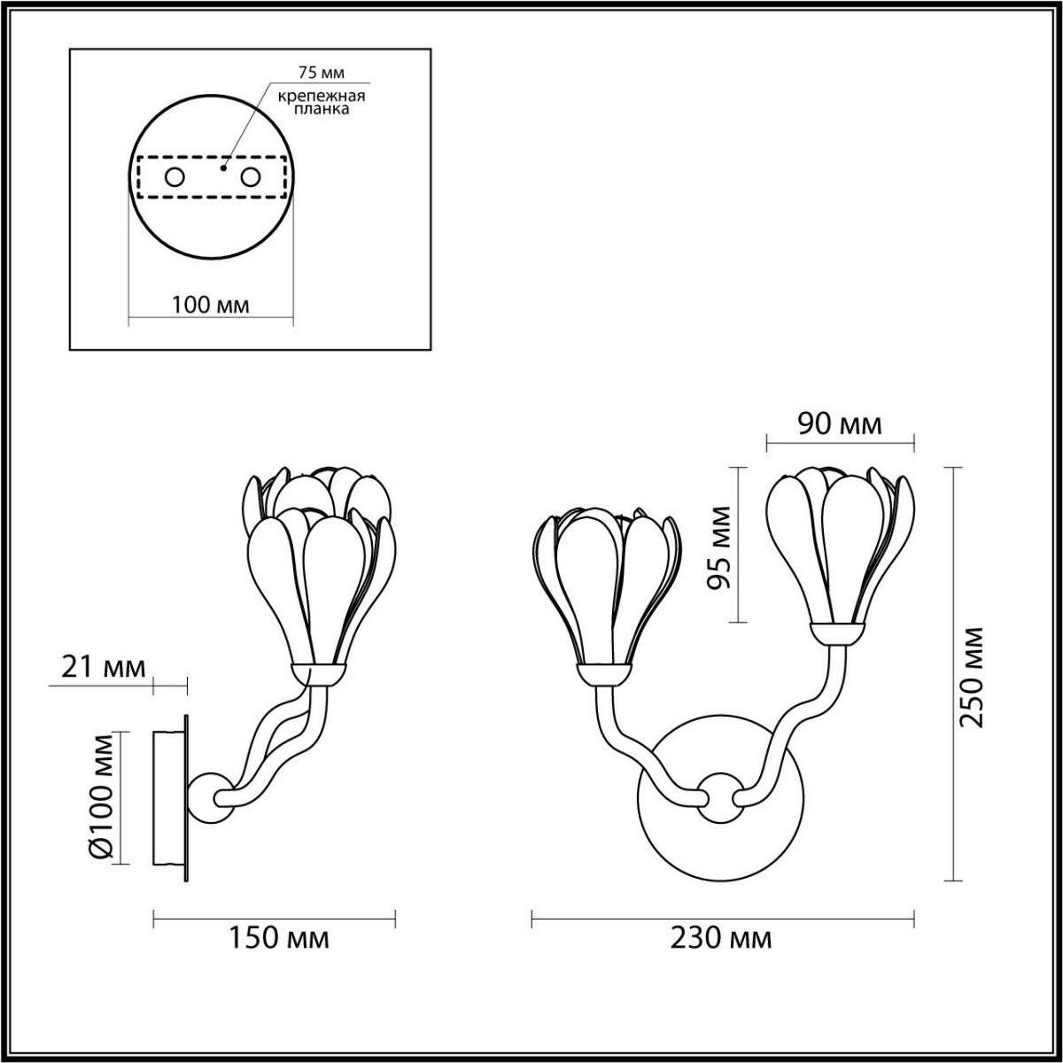 Бра Бра ODEON LIGHT 5090/2W GARDI G4 LED 