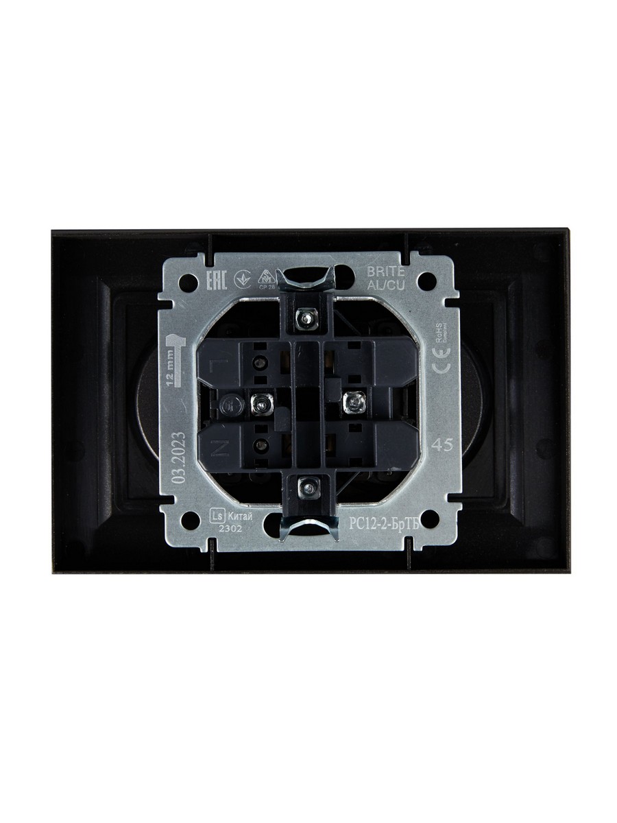 IEK Brite Бронза Розетка IEK BRITE Темн.бронза 2-я без з/к/ш 10А в сборе РС12-2-БрТБ BR-R20-10-K45-F