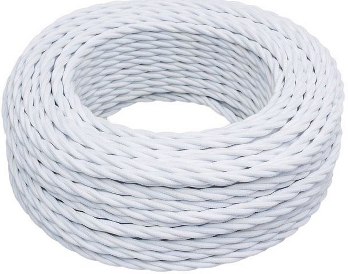 Витой ретро провод (кабель) Витой провод BIRONI Белый матовый 2*2,5 10м B1-425-71-10 