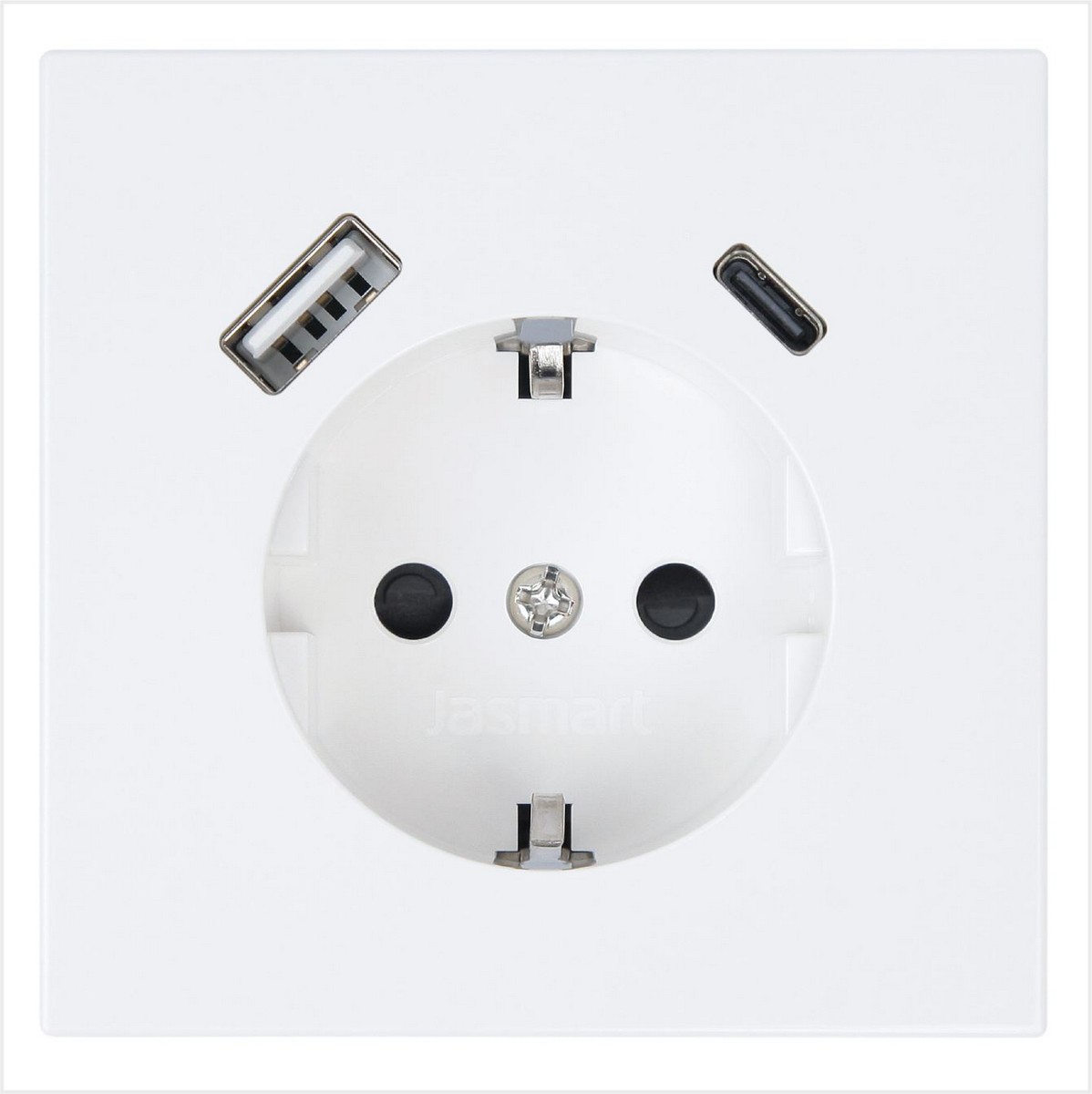 JASMART FD - розетки и выключатели Розетка JASMART FD SCHUKO с USB A+C с защитными шторками 25W белый глянцевый 5501USB-25W