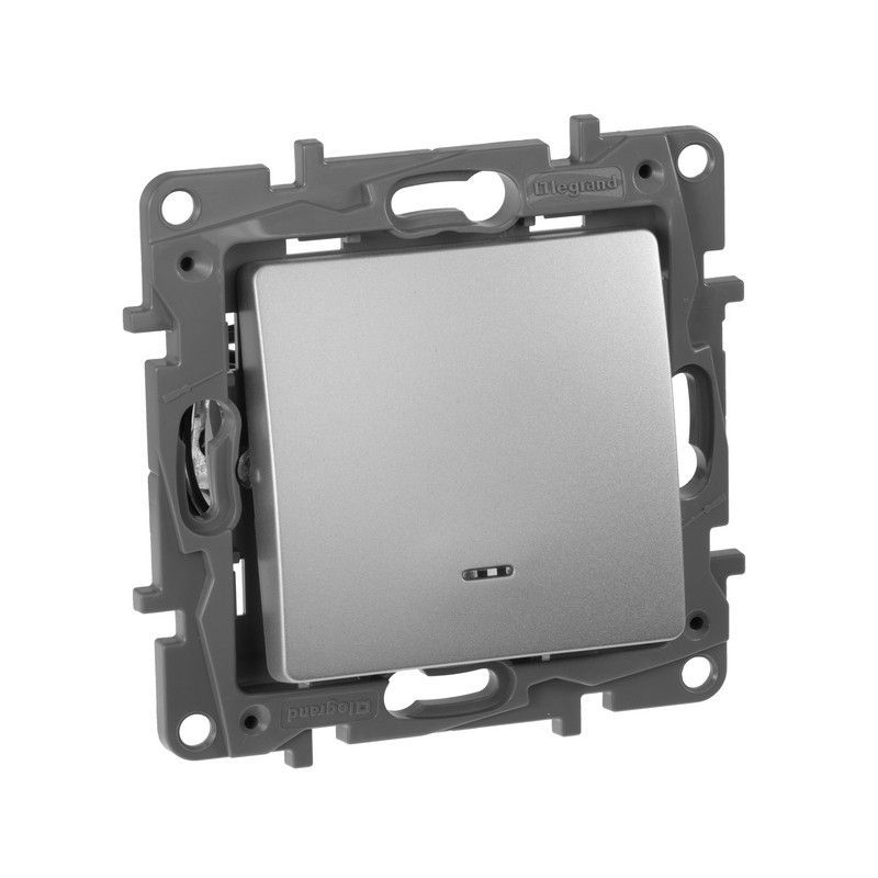 Legrand Etika Алюминий Выключатель Legrand Etika Алюминий 1-клавишный с подсветкой 672403