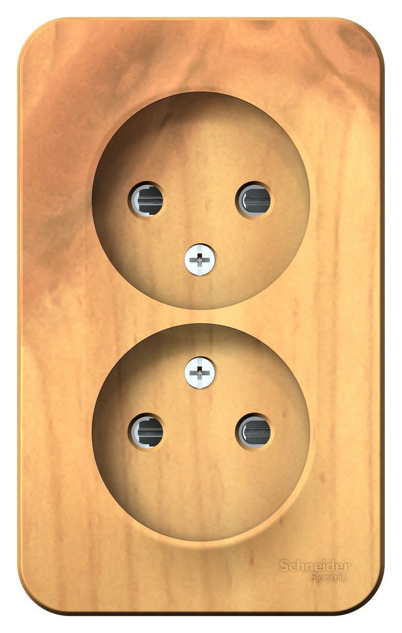 Blanca ясень розетки и выключатели Розетка SE Blanca 2-ая Ясень наружный б/з со шторками изолир. пластина BLNRA001215