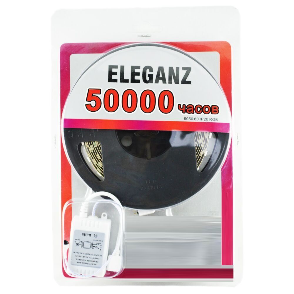 Светодиодная лента белая теплая Светодиодная лента Eleganz LUX IP20 12V 14,4 Вт/м теплый белый 3000K (готовый комплект 5 метров с блоком питания) 2121