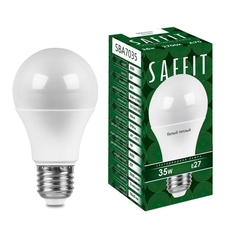 E27 Лампа светодиодная SAFFIT SBA7035 Шар E27 35W 2700K 55197 