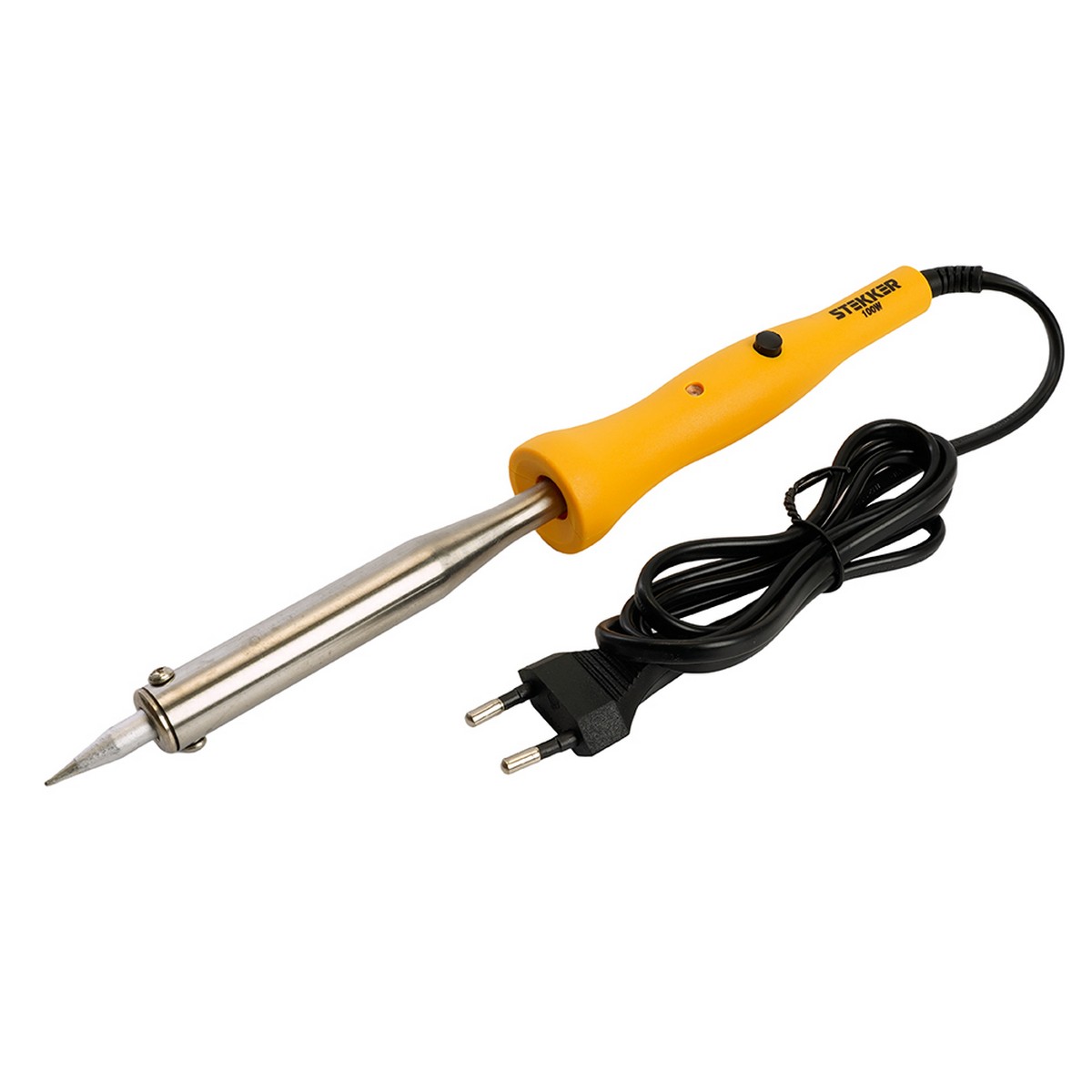 Паяльник STEKKER PLE201- 100 100W с кнопкой вкл., нихромовый нагреватель, долговечное жало, 230В 49803 фото