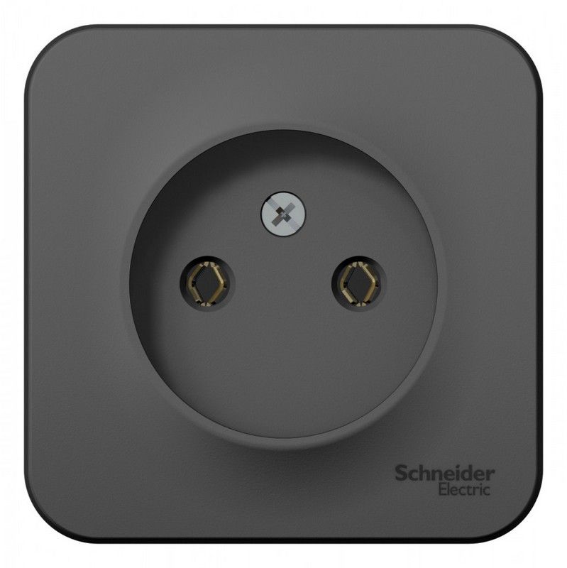 Blanca антрацит розетки и выключатели Розетка SE Blanca б/з Антрацит наружный без шторок изолир. пластина BLNRA000116