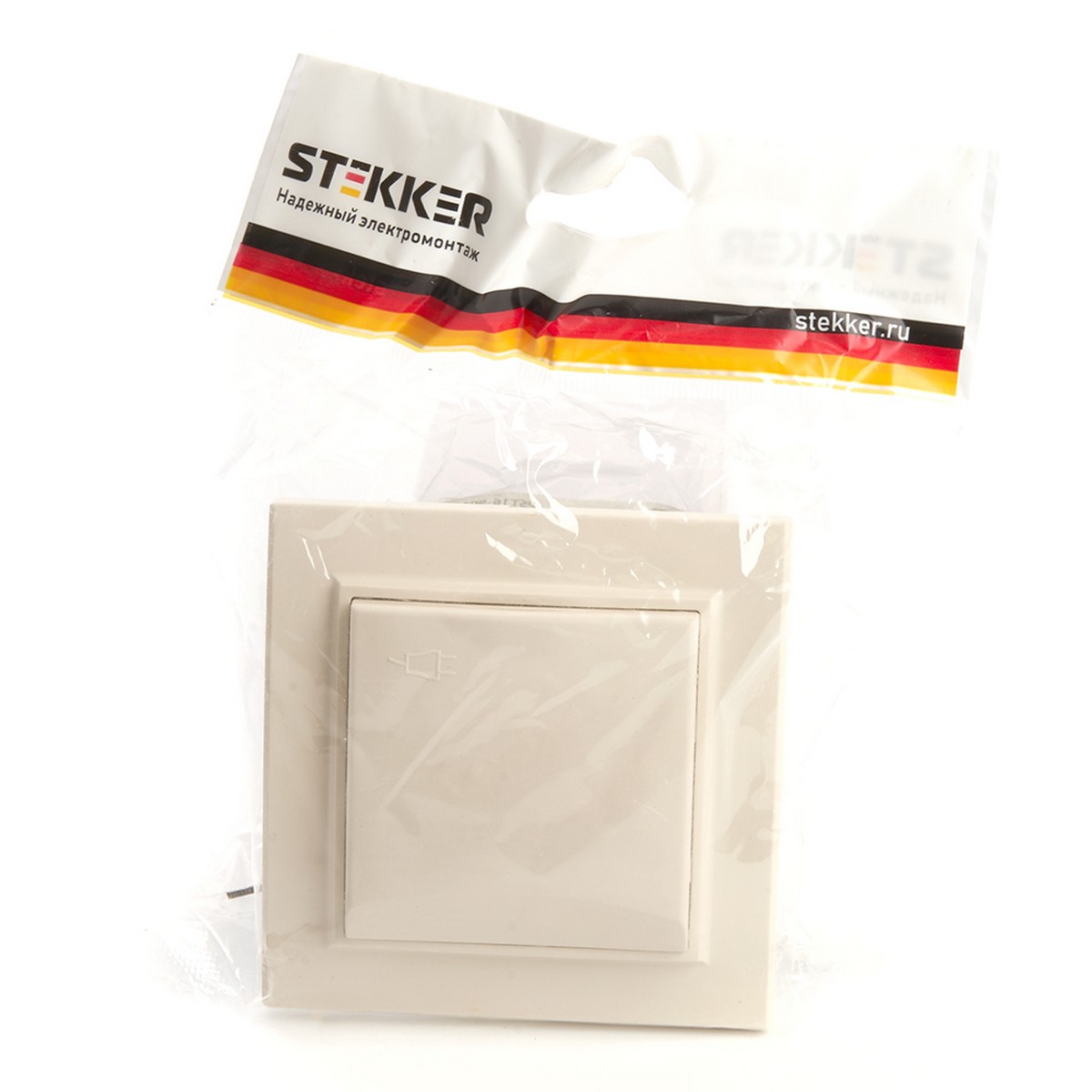 Эрна - Розетки и выключатели Stekker Розетка 1-местная с/з с крышкой STEKKER PST16-9012-02 16А с защ. шторкой Эрна слоновая кость 39238