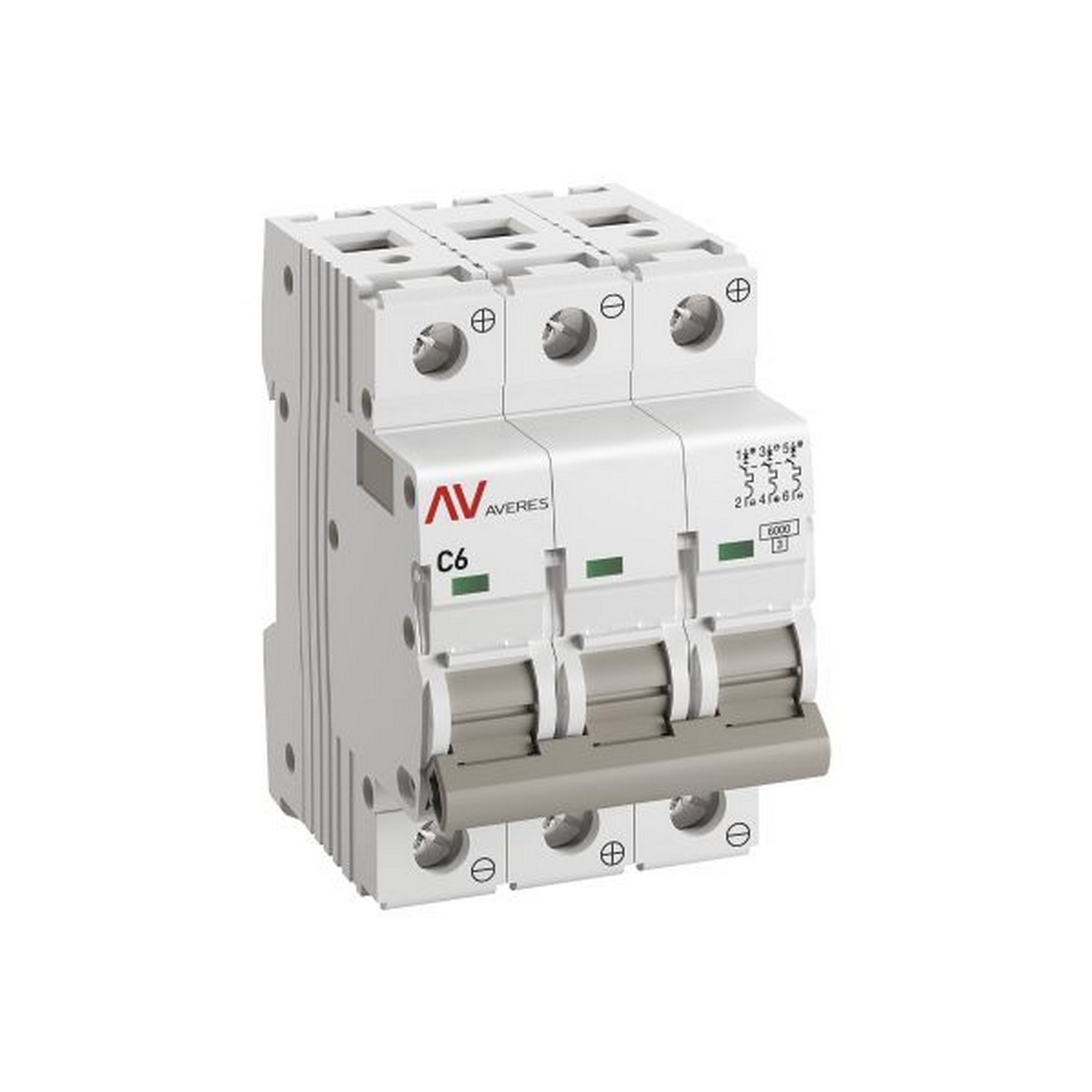 3 полюсные (трехполюсные) Автоматический выключатель EKF AVERES AV-6 DC 3P 6A (C) 6kA mcb6-DC-3-06C-av 