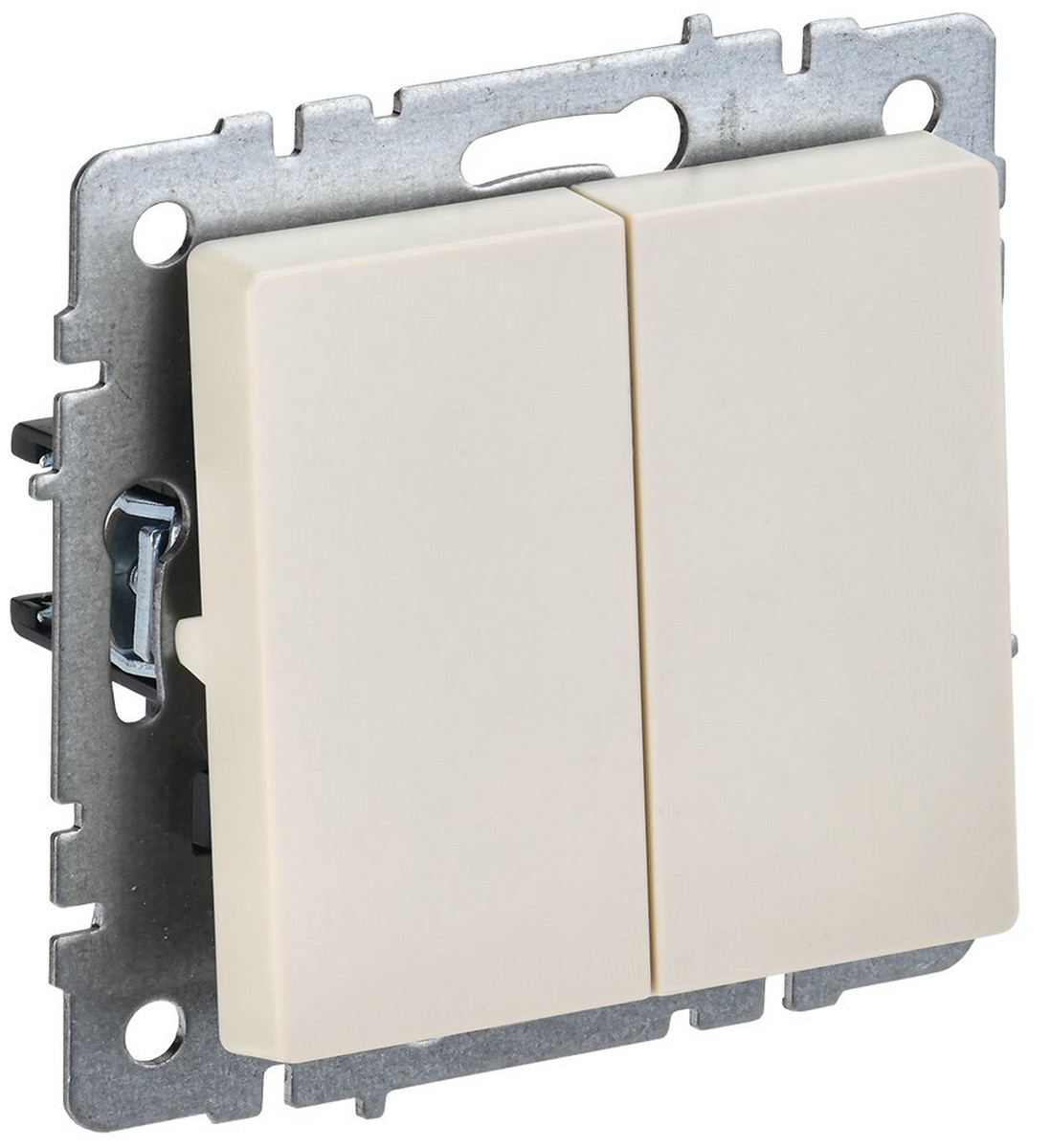 IEK Brite Бежевый Выключатель IEK BRITE 2-клавишный проходной 10А ВС10-2-6-БрКр бежевый BR-V22-0-10-K10