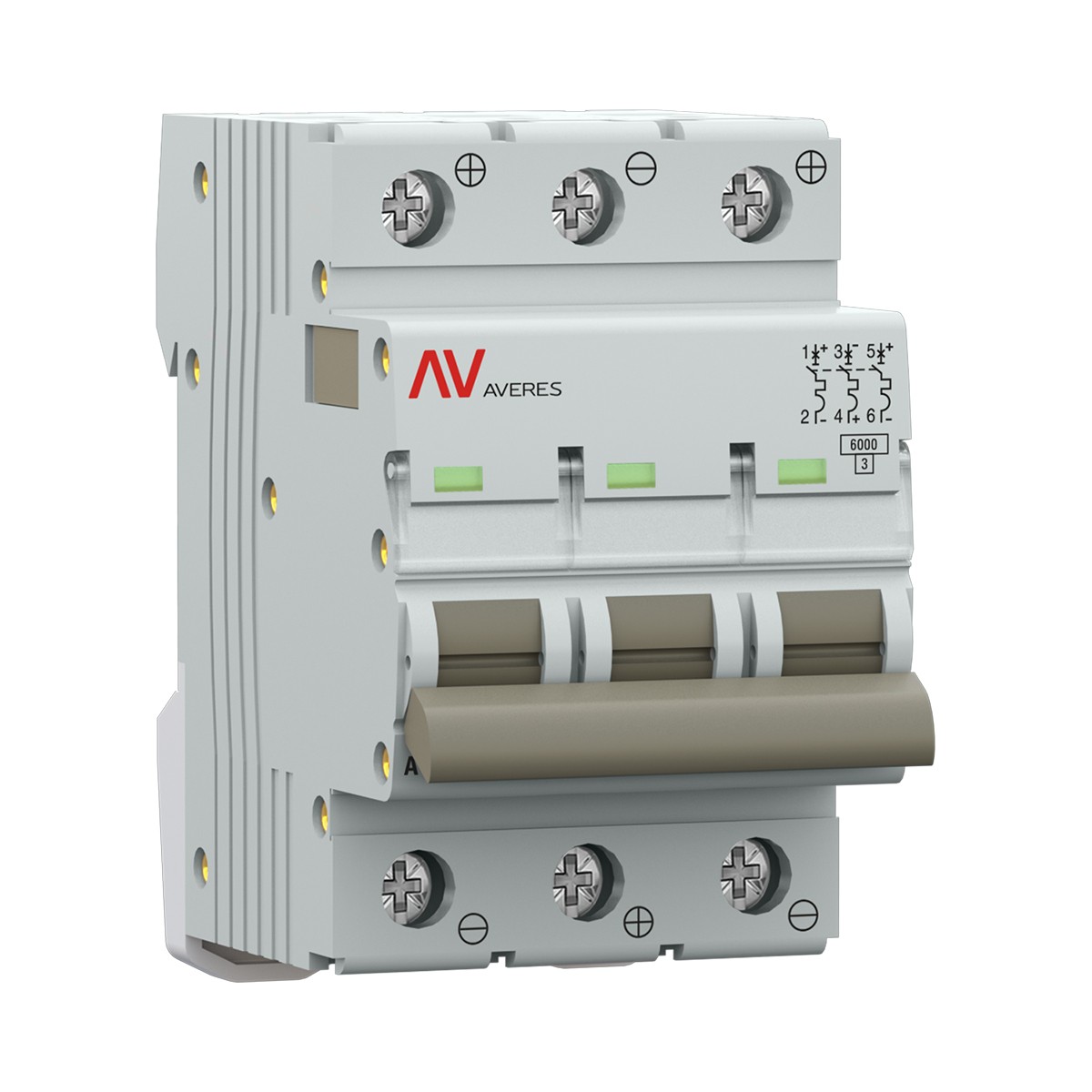 3 полюсные (трехполюсные) Автоматический выключатель EKF AVERES AV-6 DC 3P 6A (C) 6kA mcb6-DC-3-06C-av 