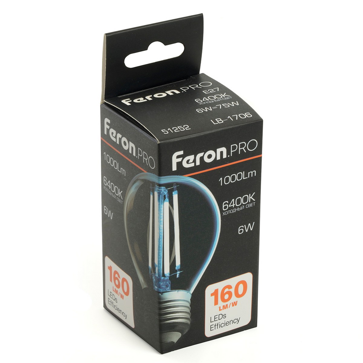 E27 Лампа светодиодная Feron.PRO LB-1706 Шарик E27 6W 175-265V 6400K 51252 