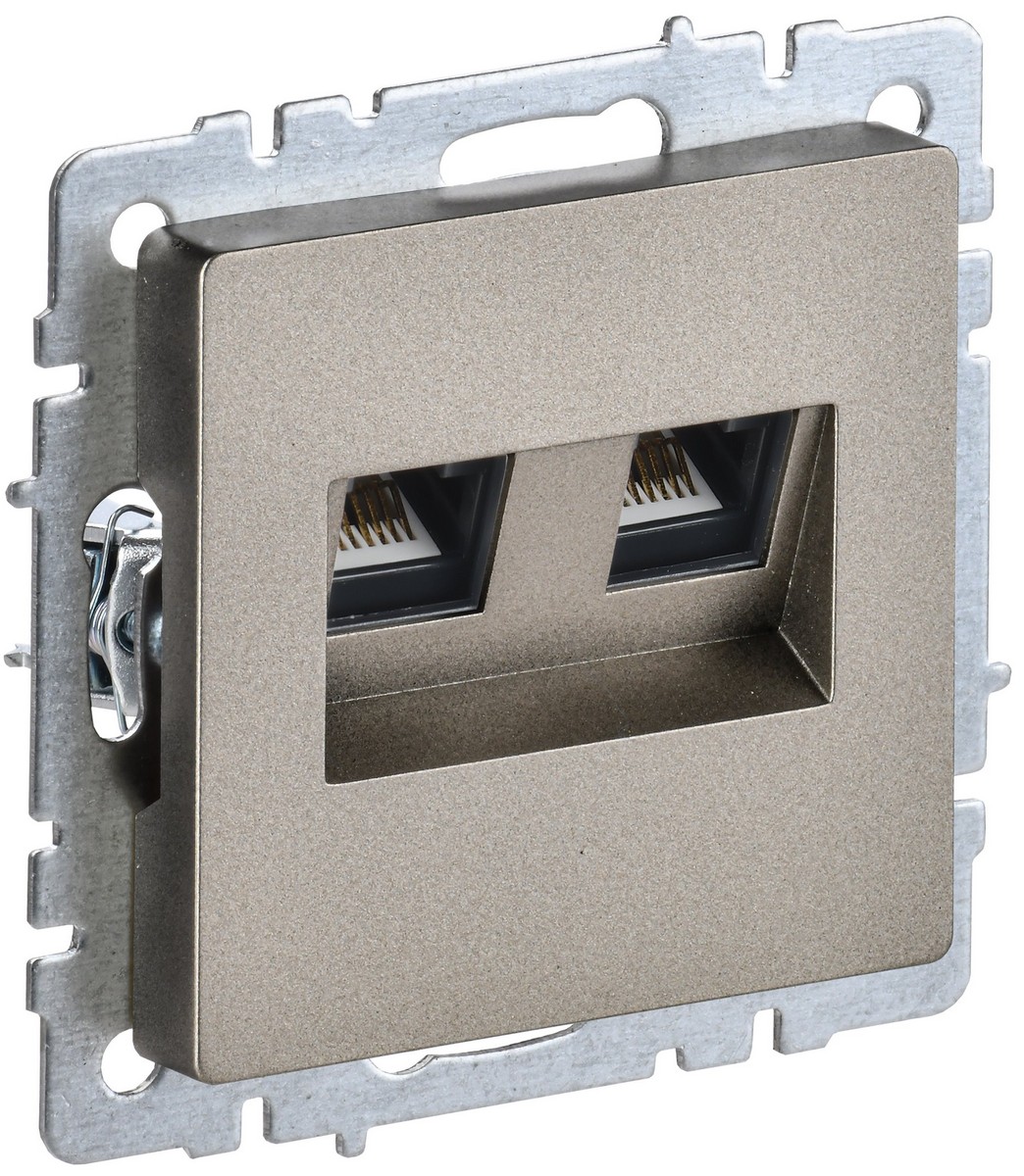 IEK Brite Шампань Розетка компьютерная IEK BRITE BASE Шампань 2-ая RJ45 кат.6 РК11-2-БрШ BR-K20-2-K37