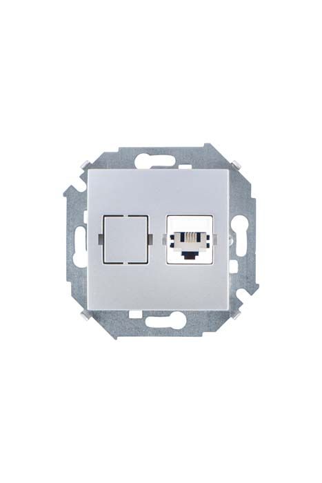Розетки и выключатели Simon 15 Алюминий Розетка телефонная Simon 15 Алюминий 1-ая RJ11 1591480-033