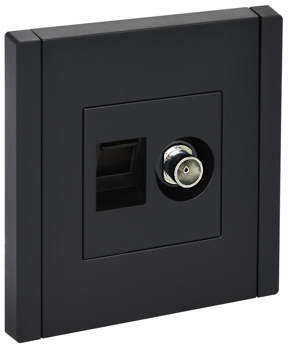 IEK FORTE&PIANO Черный Розетка IEK FORTE&PIANO Черный двойная TV+RJ45 кат.5E FP136