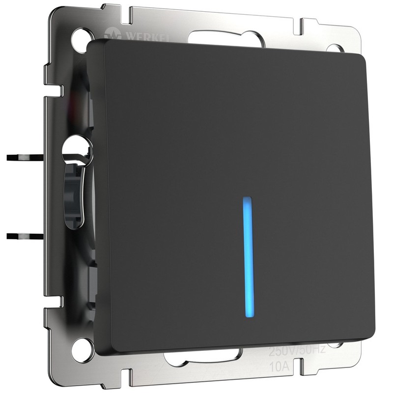 Werkel Черный матовый механизмы Выключатель Werkel одноклавишный проходной с подсветкой черный матовый W1112108