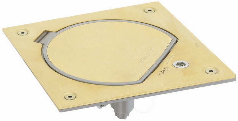 Лючки в пол для розеток Влагостойкая основа Simon Connect Латунь IP66 с замком на 1 модуль K45 KSE0SEC-23-71